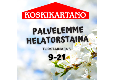 Helatorstaina palvelemme klo 9-21